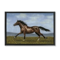 Stupell Industries Brown Running Mare Animals & Insects Painting Black Floater Framed Canvas Art Print Wall Art, 25 x 17