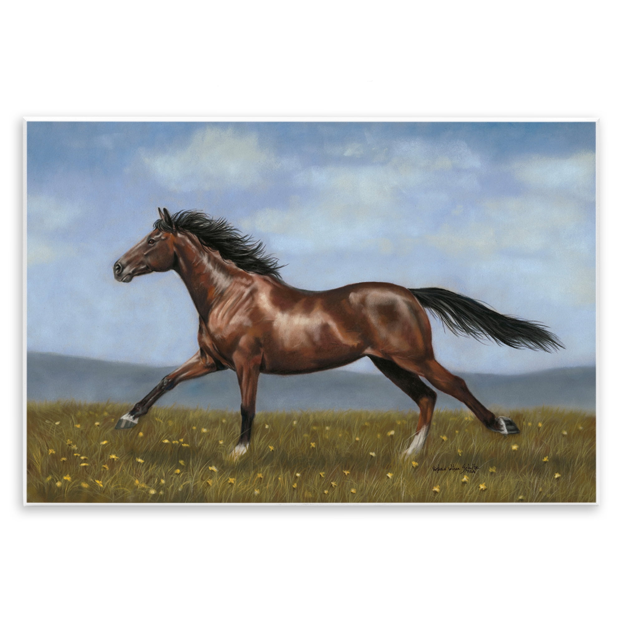 Stupell Industries Brown Running Mare Animals & Insects Painting Unframed Art Print Wall Art, 19 x 13