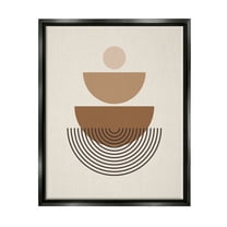 Stupell Industries Brown Shapes on Beige Abstract Painting Black Floater Framed Art Print Wall Art, 17 x 21