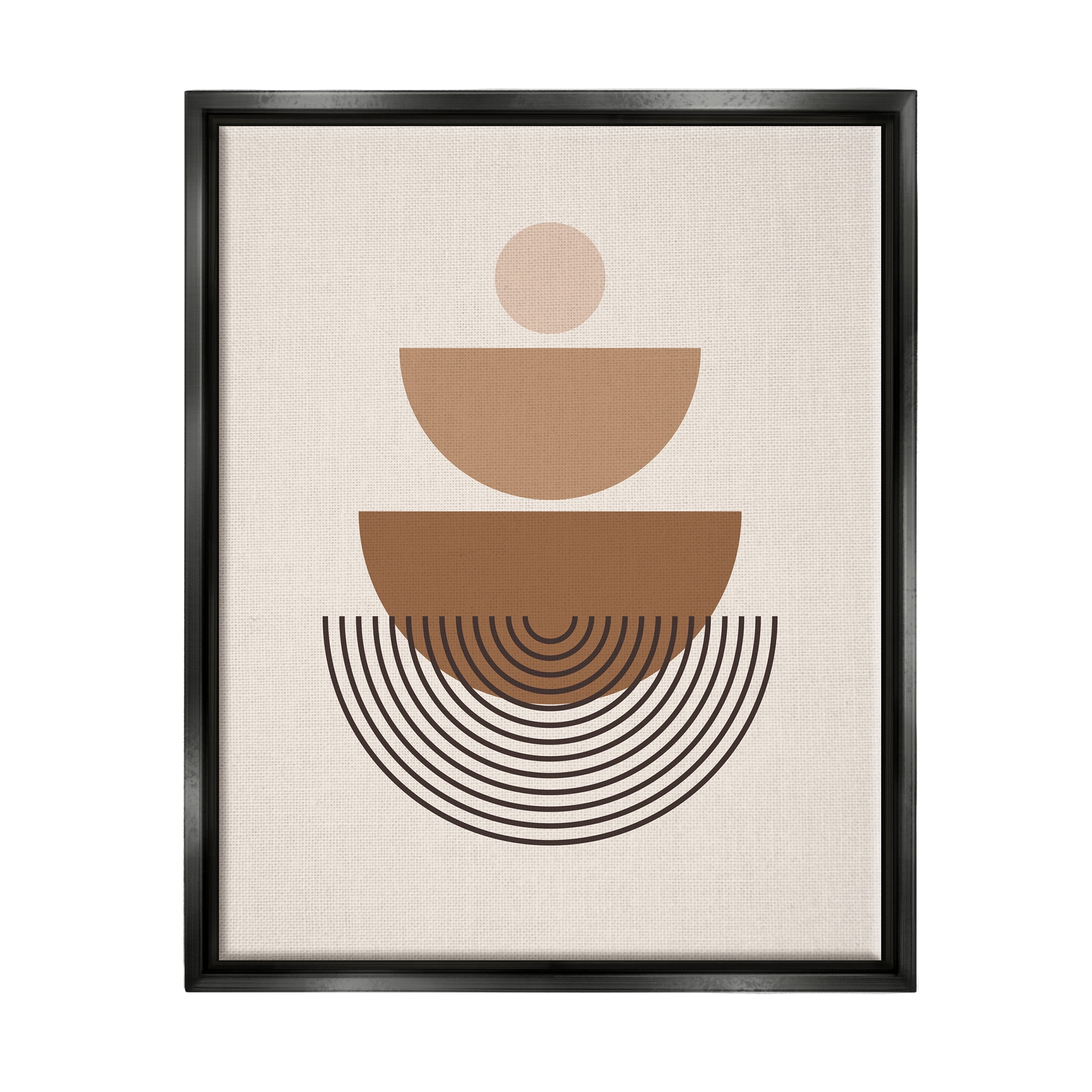 Stupell Industries Brown Shapes on Beige Abstract Painting Black Floater Framed Art Print Wall Art, 25 x 31