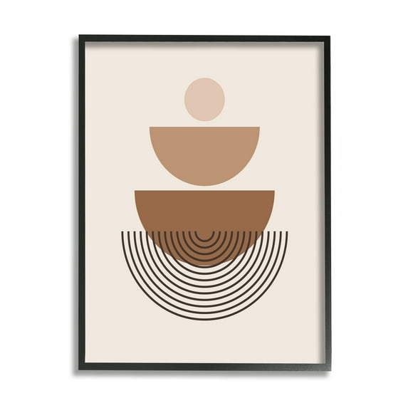 Stupell Industries Brown Shapes on Beige Abstract Painting Black Framed Art Print Wall Art, 11 x 14