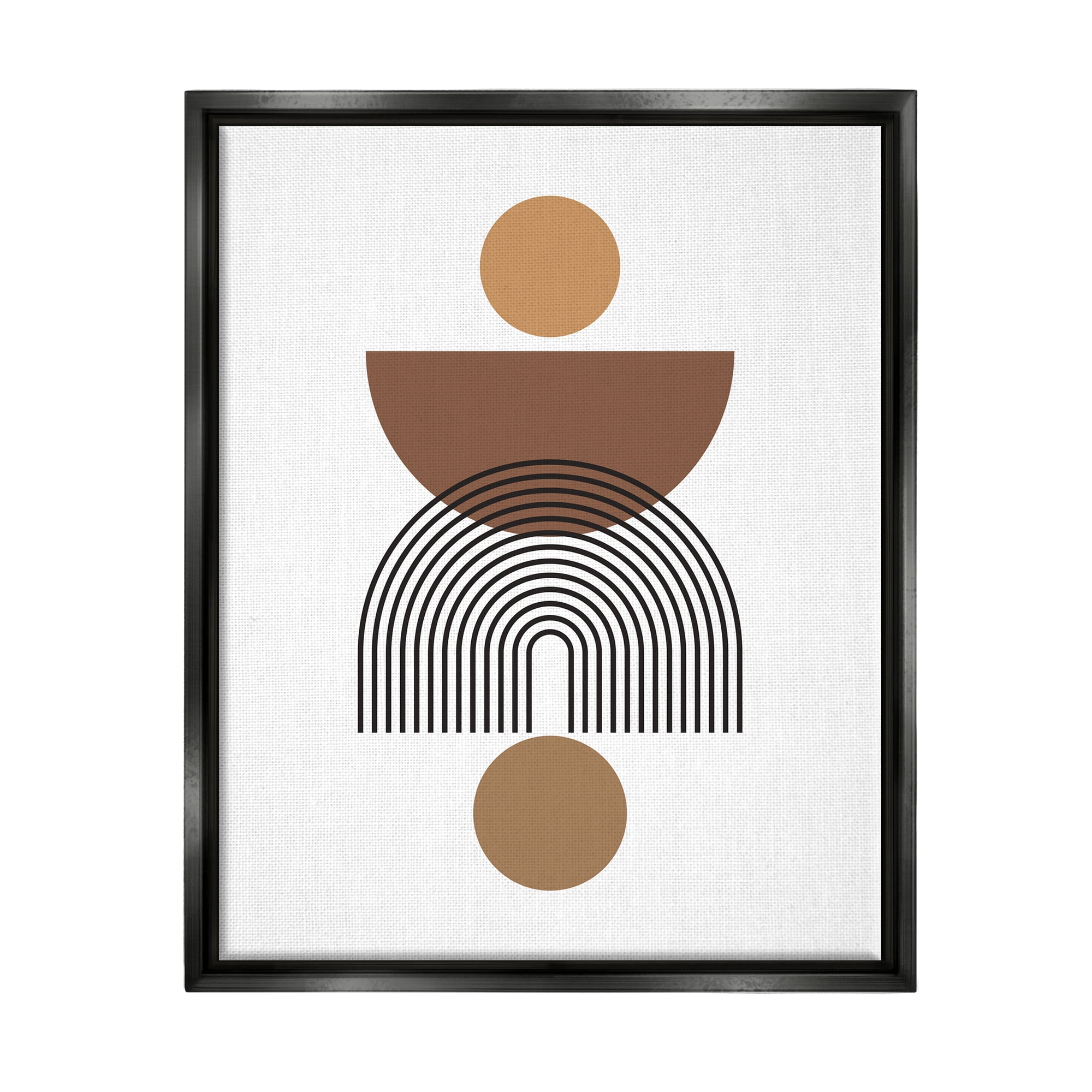 Stupell Industries Brown Shapes on White Abstract Painting Black Floater Framed Art Print Wall Art, 25 x 31
