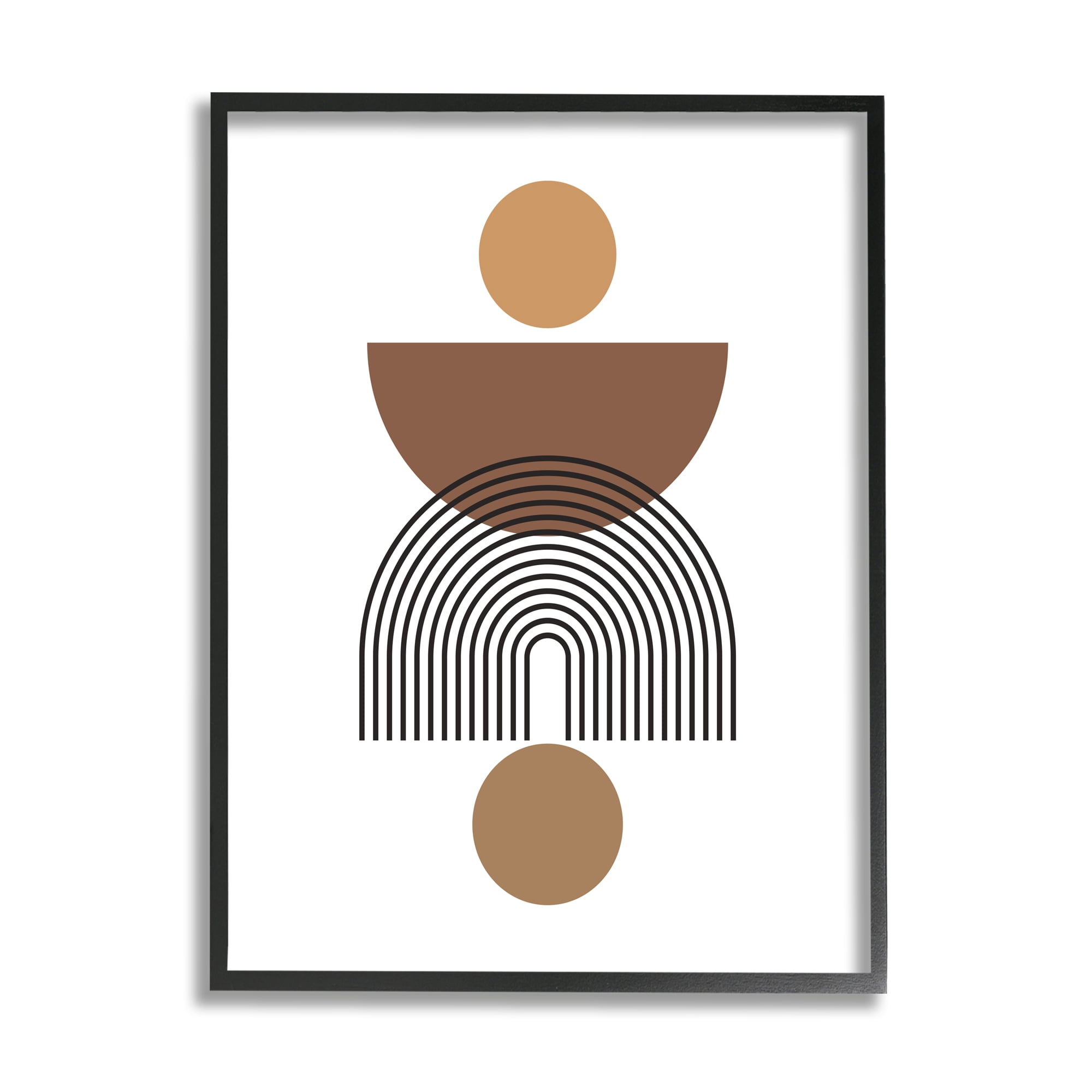 Stupell Industries Brown Shapes on White Abstract Painting Black Framed Art Print Wall Art, 24 x 30