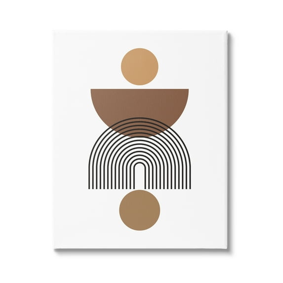 Stupell Industries Brown Shapes on White Abstract Painting Gallery Wrapped Canvas Print Wall Art, 16 x 20