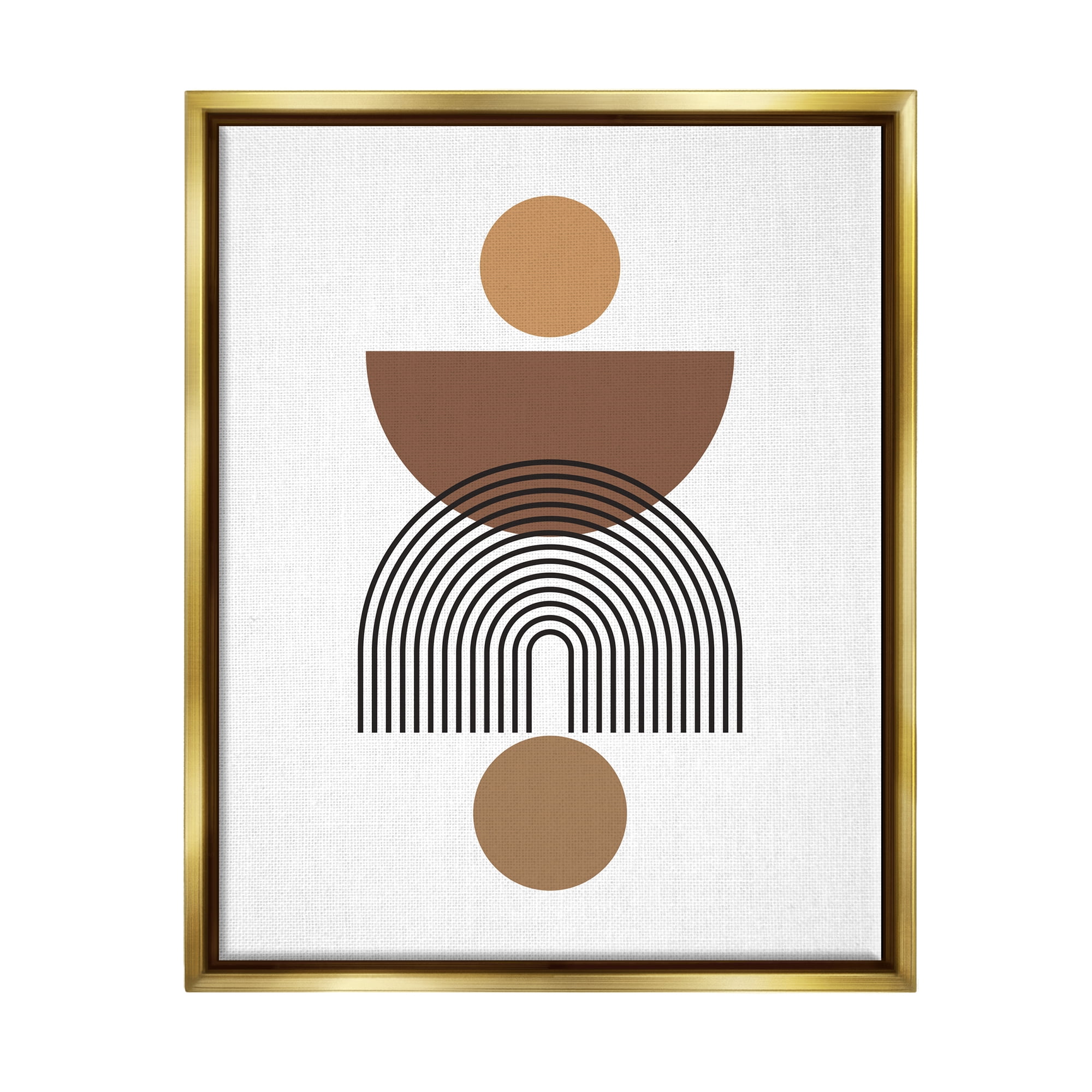 Stupell Industries Brown Shapes on White Abstract Painting Gold Floater Framed Art Print Wall Art, 25 x 31