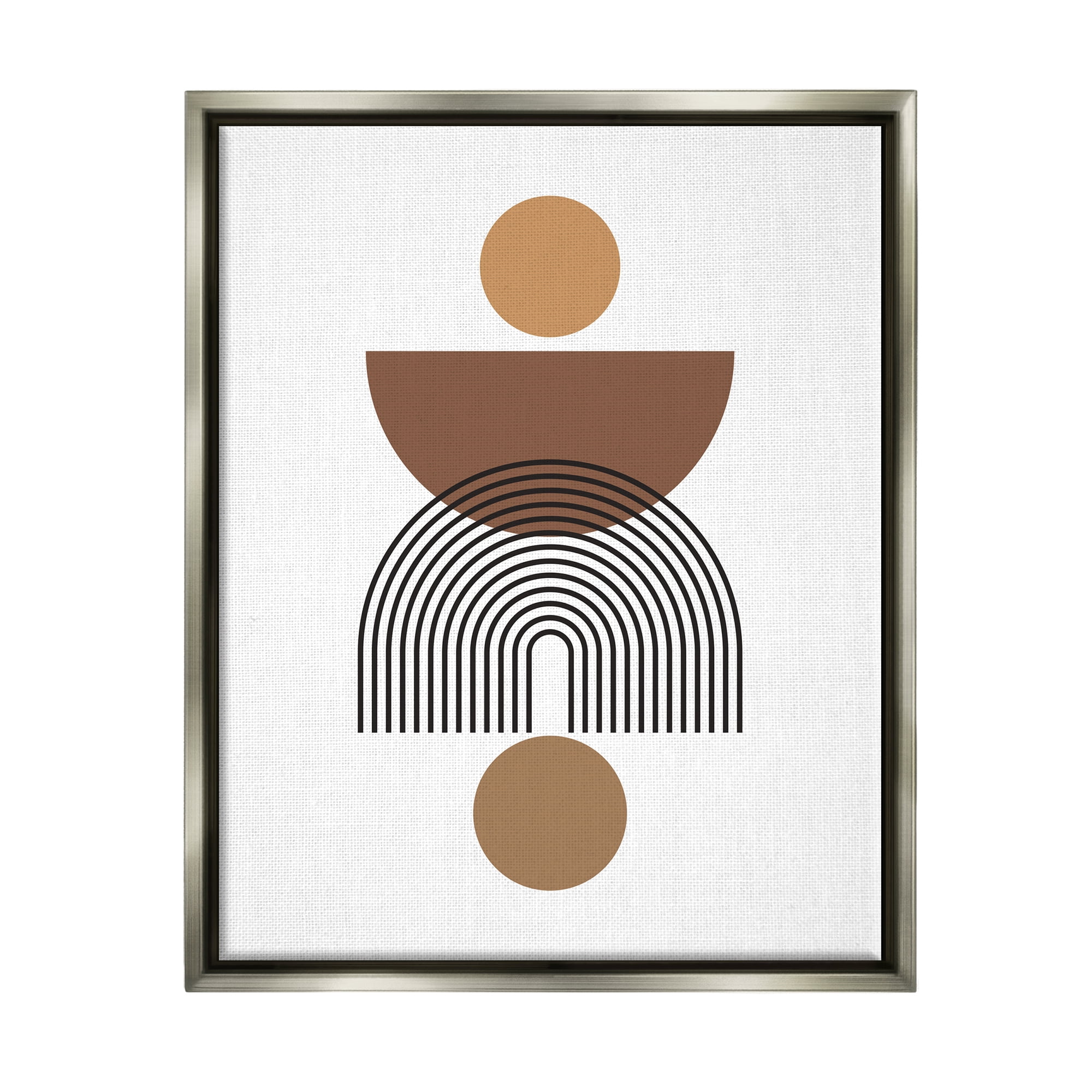 Stupell Industries Brown Shapes on White Abstract Painting Gray Floater Framed Art Print Wall Art, 17 x 21