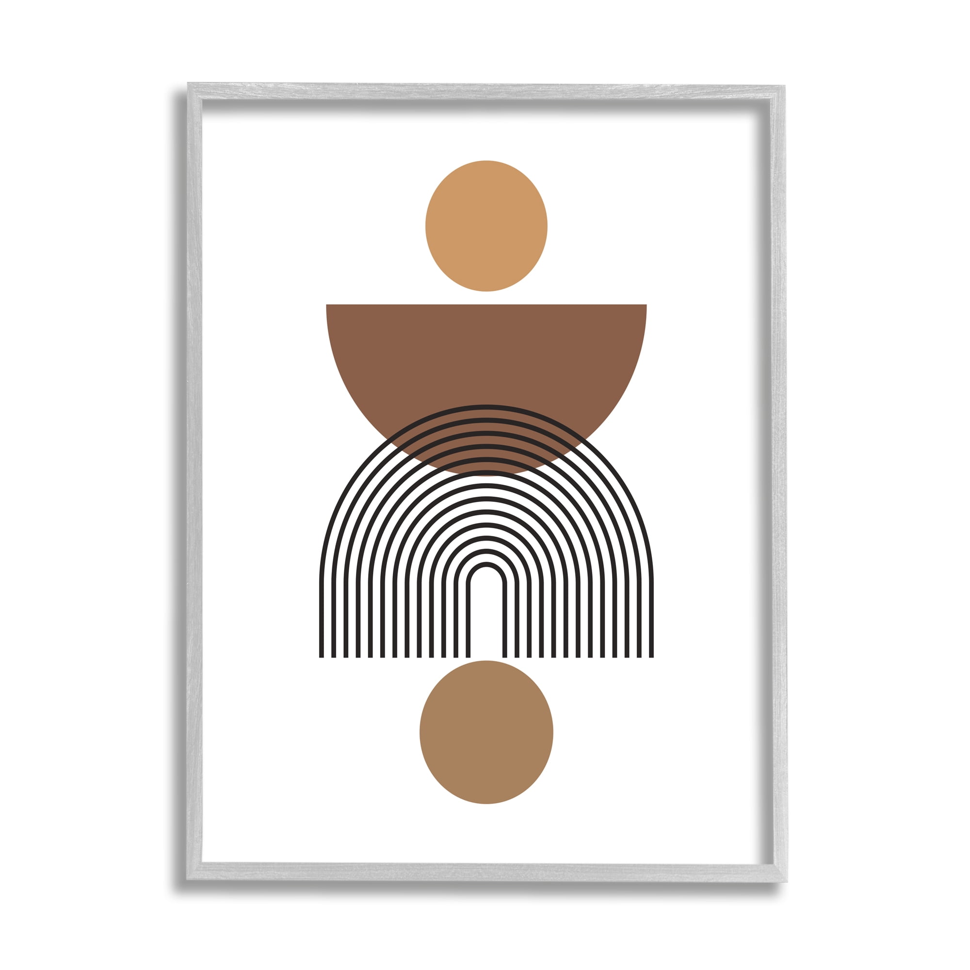 Stupell Industries Brown Shapes on White Abstract Painting Gray Framed Art Print Wall Art, 24 x 30