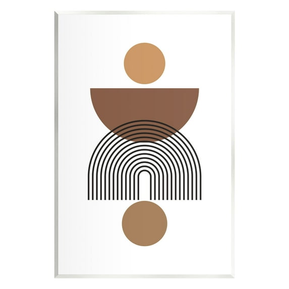 Stupell Industries Brown Shapes on White Abstract Painting Unframed Art Print Wall Art, 10 x 15