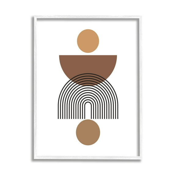 Stupell Industries Brown Shapes on White Abstract Painting White Framed Art Print Wall Art, 11 x 14