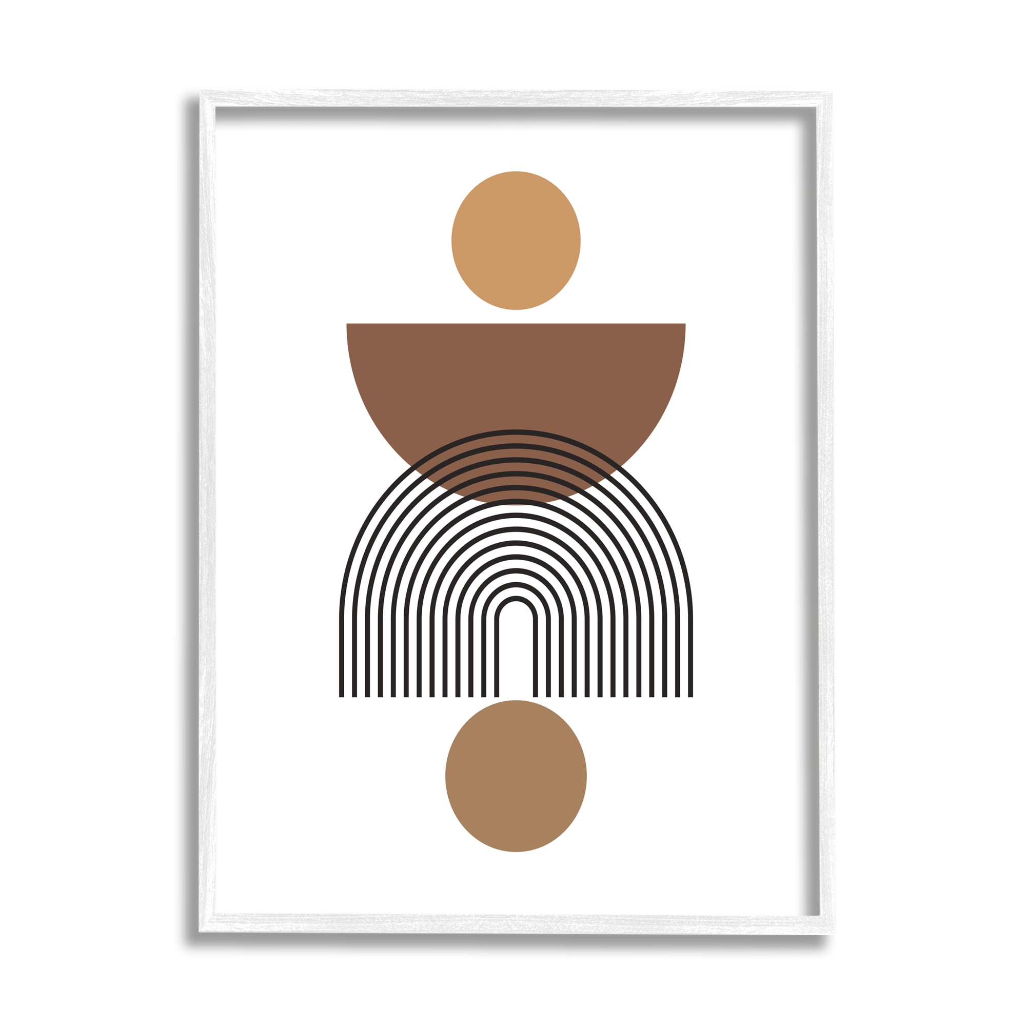 Stupell Industries Brown Shapes on White Abstract Painting White Framed Art Print Wall Art, 24 x 30