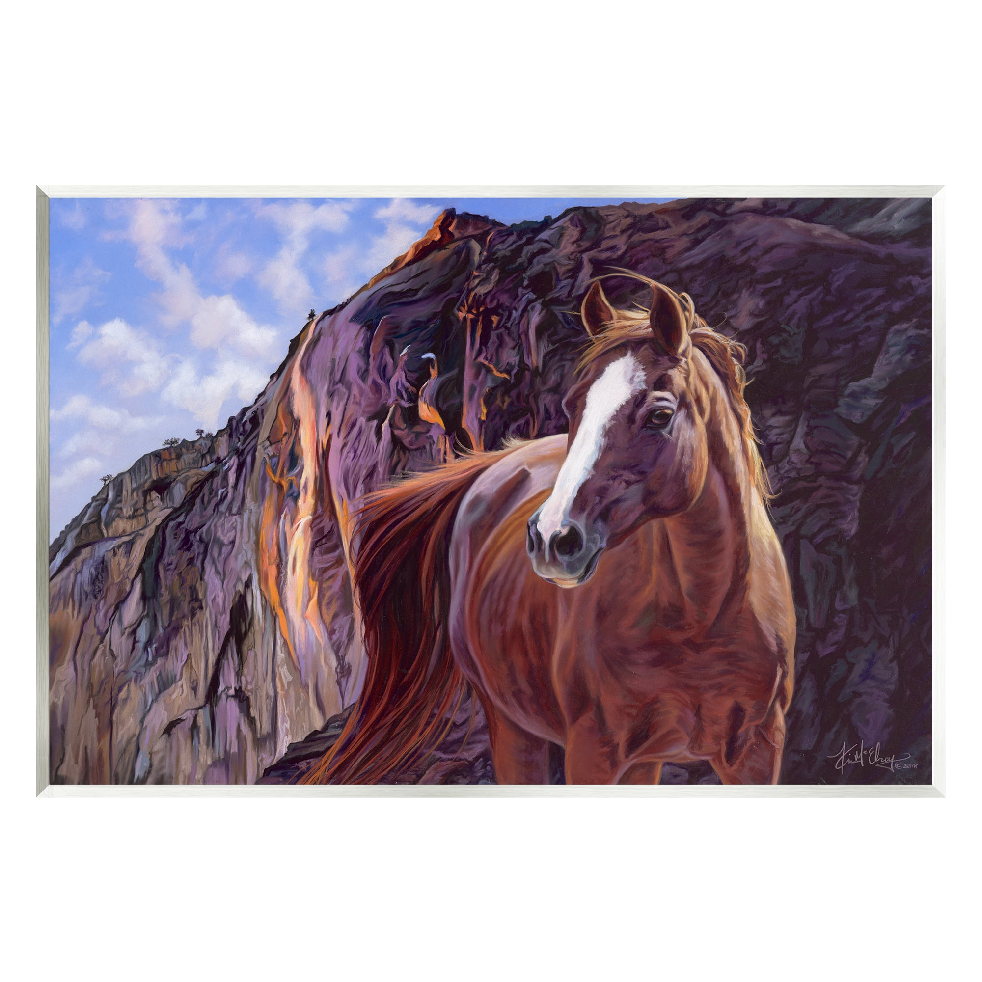 Stupell Industries Brown Stallion Cliffs Landscape Animals & Insects Painting Unframed Art Print Wall Art