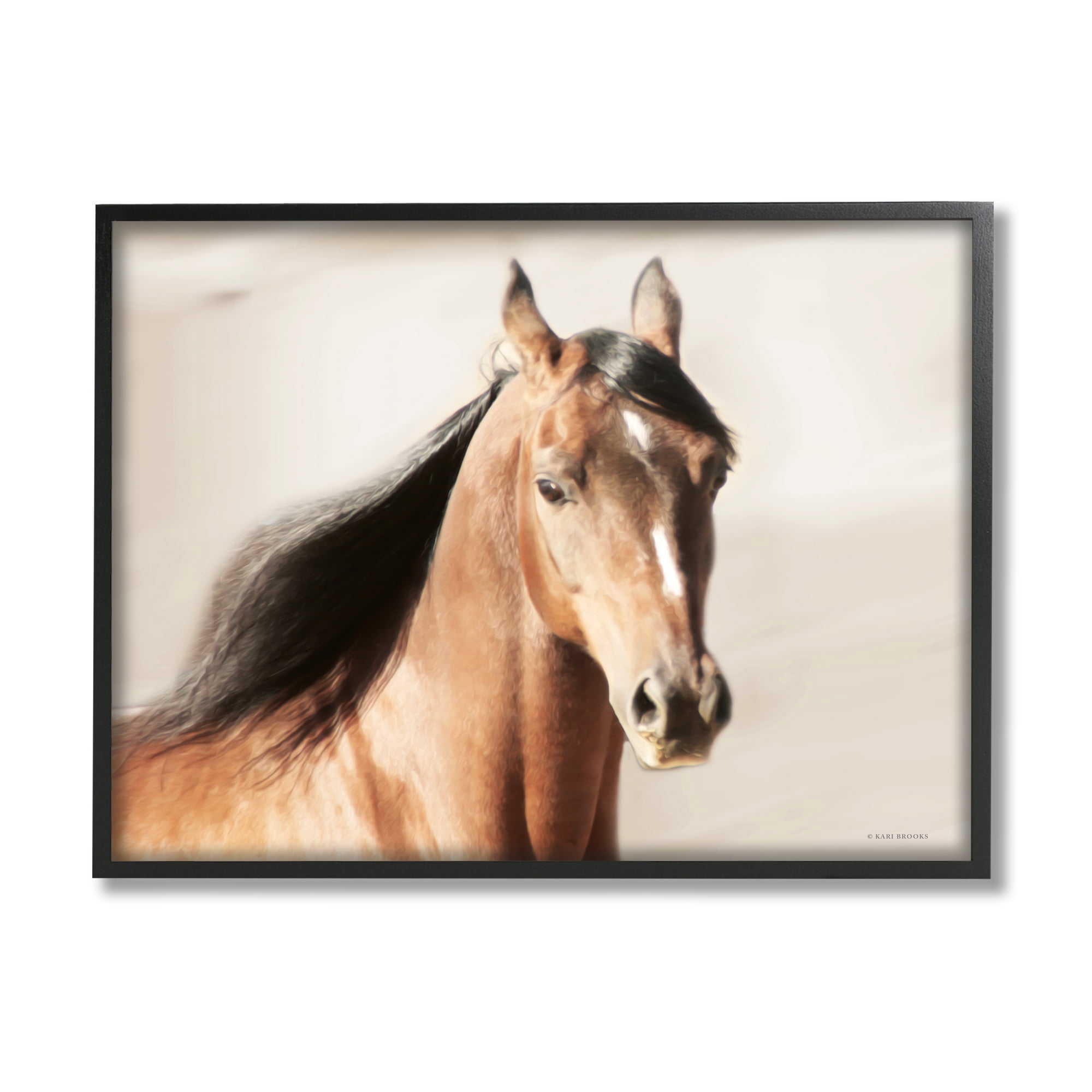 Stupell Industries Brown Stallion Portrait Animals & Insects Photography Black Framed Art Print Wall Art, 14 x 11
