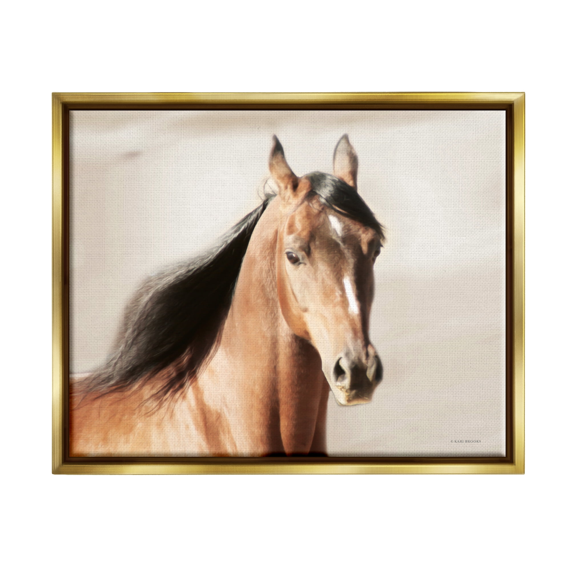 Stupell Industries Brown Stallion Portrait Animals & Insects Photography Gold Floater Framed Art Print Wall Art, 31 x 25