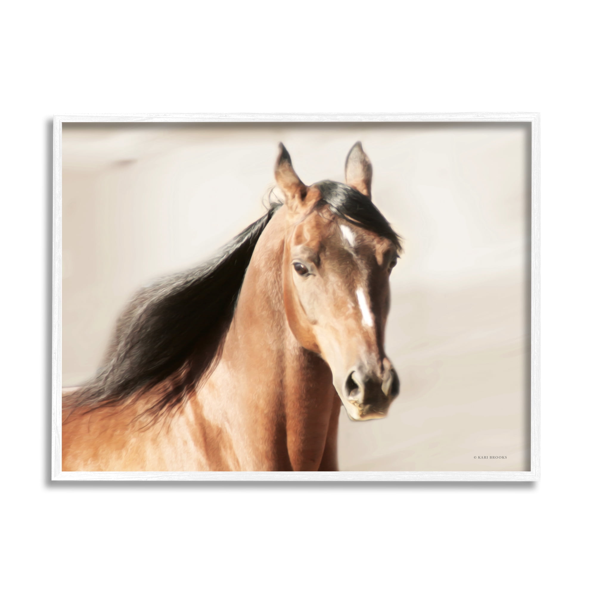 Stupell Industries Brown Stallion Portrait Animals & Insects Photography White Framed Art Print Wall Art, 30 x 24
