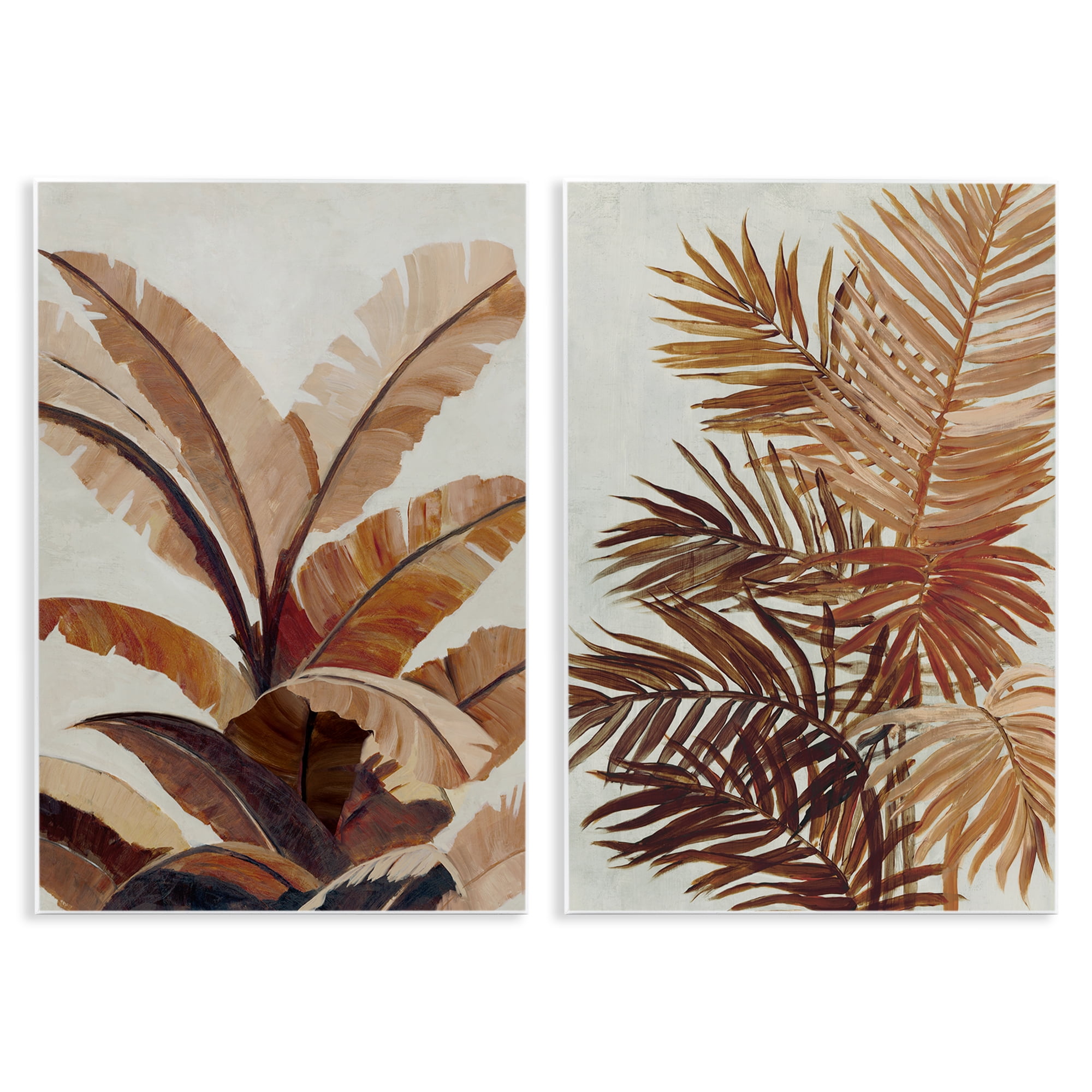 Stupell Industries Brown Tropical Palm Plants Plants & Flowers Painting Unframed Art Print Wall Art, 10 x 15, Set of 2