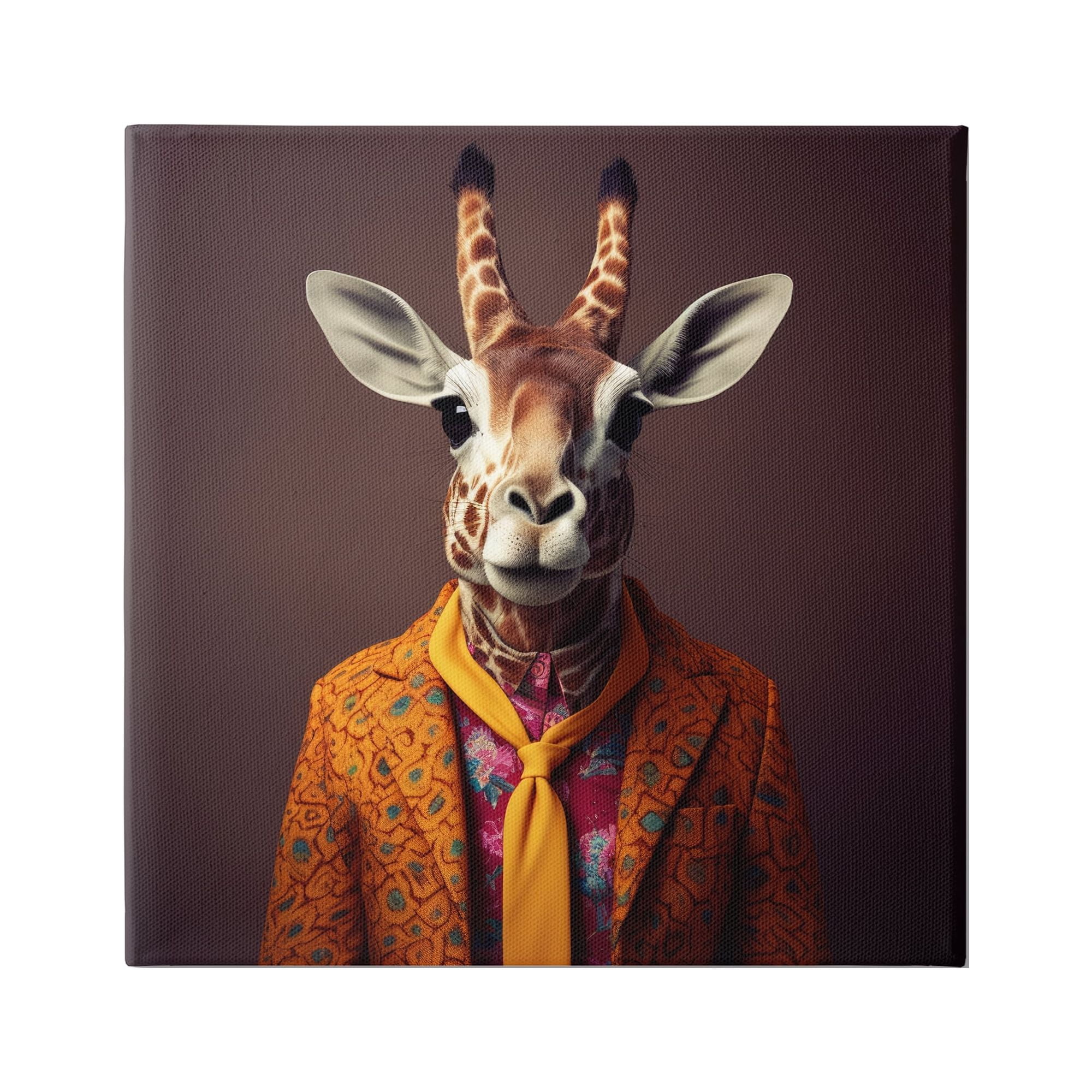 Stupell Industries Brown Vintage Fashion Giraffe Animals & Insects Painting Gallery Wrapped Canvas Art Print Wall Art, 30 x 30