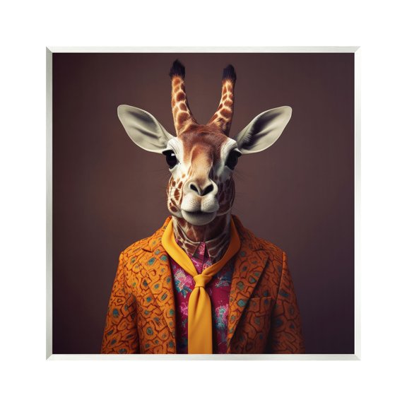 Stupell Industries Brown Vintage Fashion Giraffe Animals & Insects Painting Unframed Art Print Wall Art, 12 x 12