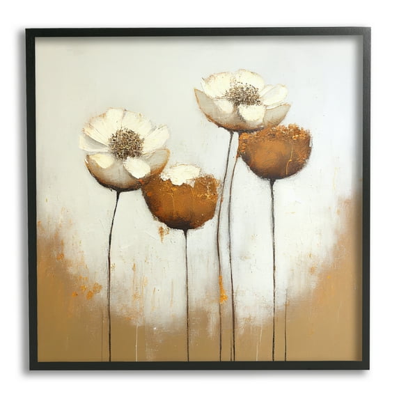 Stupell Industries Brown & White Tulips Botanical & Floral Painting Black Framed Art Print Wall Art, 17 x 17