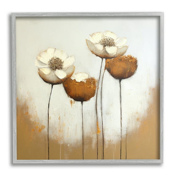 Stupell Industries Brown & White Tulips Botanical & Floral Painting Gray Framed Art Print Wall Art, 17 x 17