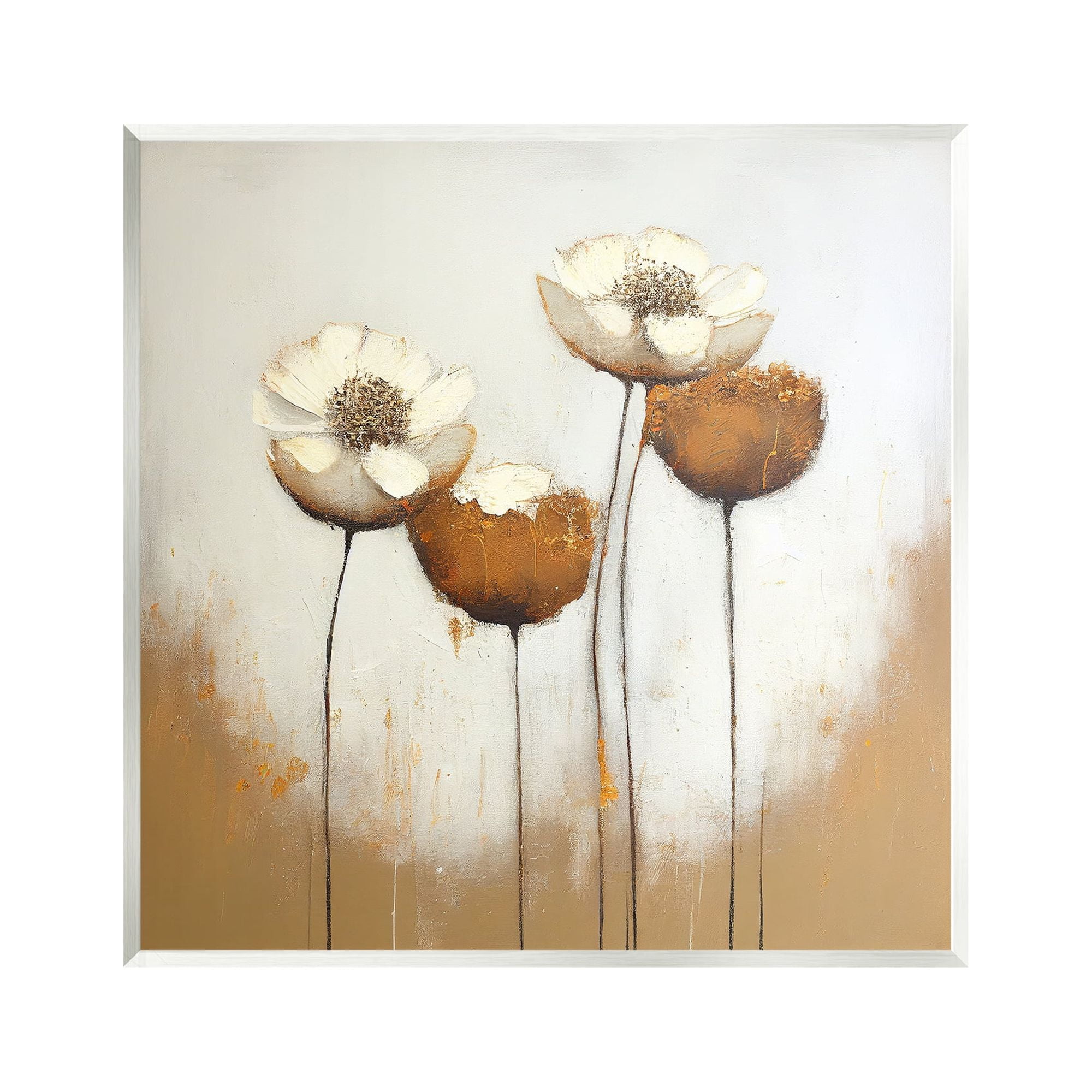 Stupell Industries Brown & White Tulips Botanical & Floral Painting Unframed Art Print Wall Art, 12 x 12