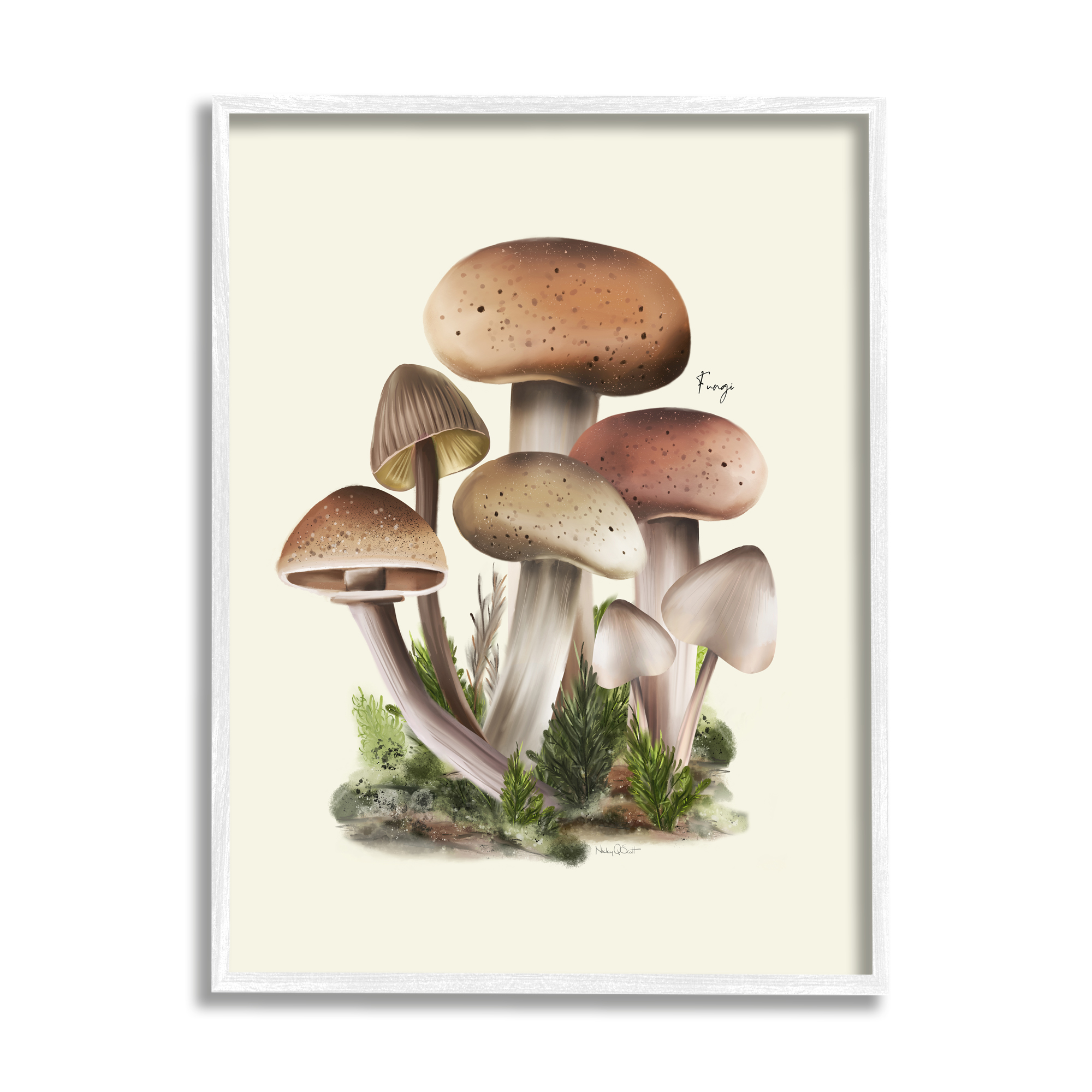 Stupell Industries Brown Woodland Mushrooms Botanical & Floral Painting White Framed Art Print Wall Art, 11 x 14