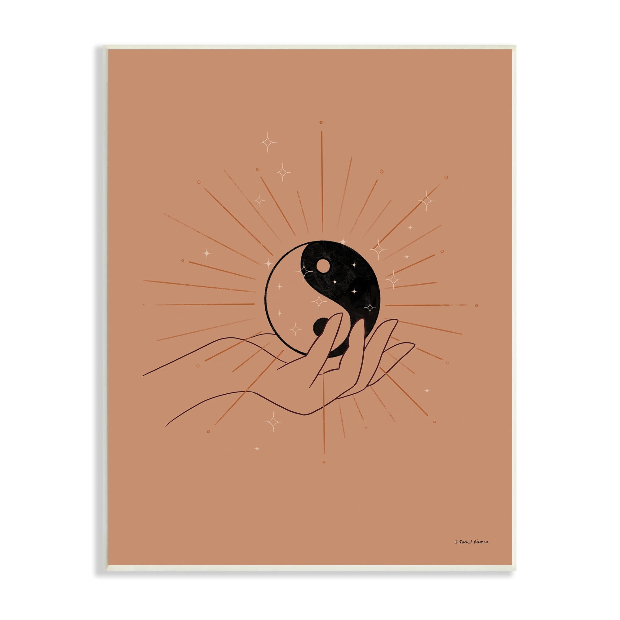 Stupell Industries Brown Yin Yang Harmony Symbol Palm Hand Wood Wall Art, 10 x 15, Design by Rachel Nieman