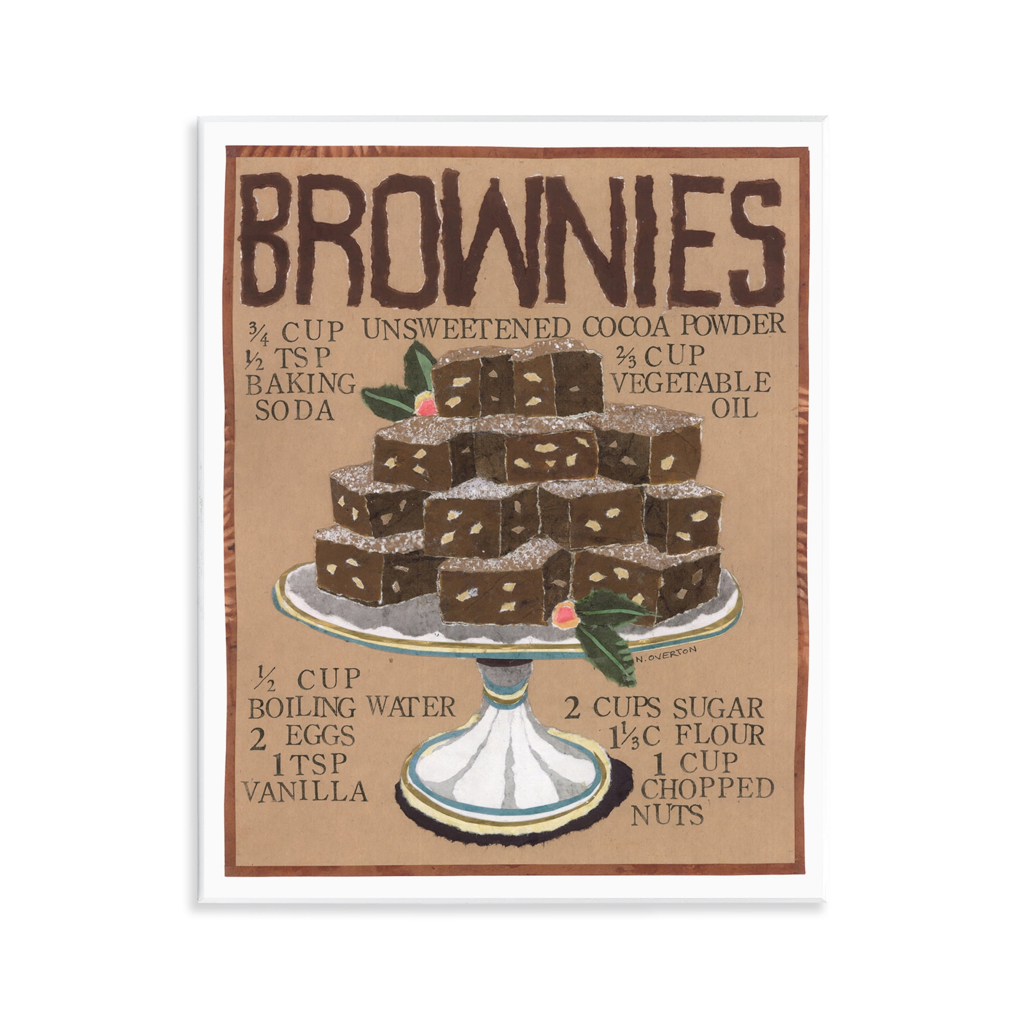 Stupell Industries Brownie Platter Recipe Food & Beverage Painting Unframed Art Print Wall Art, 11 x 14