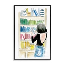 Browsing Home Library Black Framed Giclee Art, 12 x 18, Made In USA