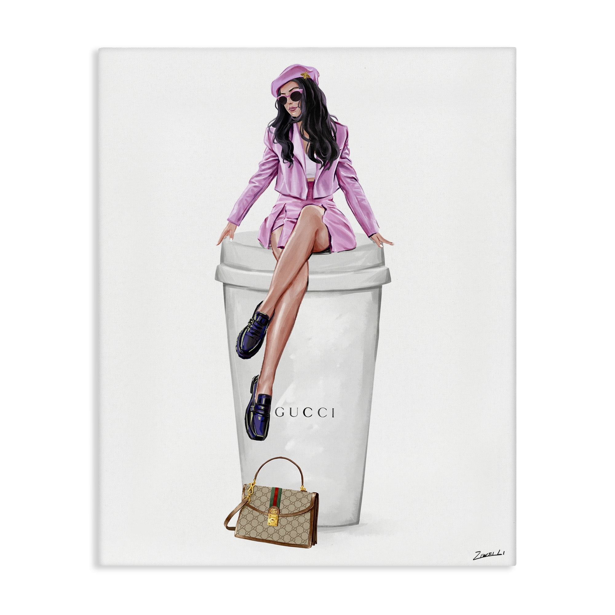 Stupell Industries Brunch Coffee Fashionista People Painting Wrapped Canvas Art Print Wall Art, 24 x 30