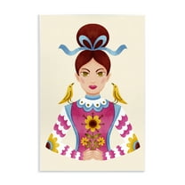 Stupell Industries Brunette Girl with Birds Portrait Painting Unframed Art Print Wall Art, 10 x 15