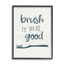 Stupell Industries Brush It Real Good Phrase Dental Hygiene Humor Typography Painting Black Framed Art Print Wall Art, 11 x 14