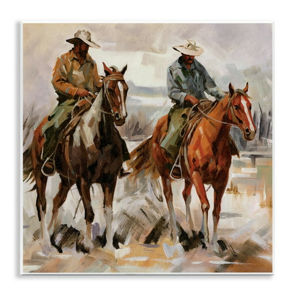 Stupell Industries Brush Stroke Cowboys People Painting Unframed Art Print Wall Art, 12 x 12