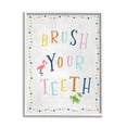 thumbnail image 1 of Stupell Industries Brush your Teeth Bathroom Sign Playful Flamingo Turtle Novelty Painting White framed Art Print Wall Art, 16 x 20, Design by Natalie Carpentieri, 1 of 7