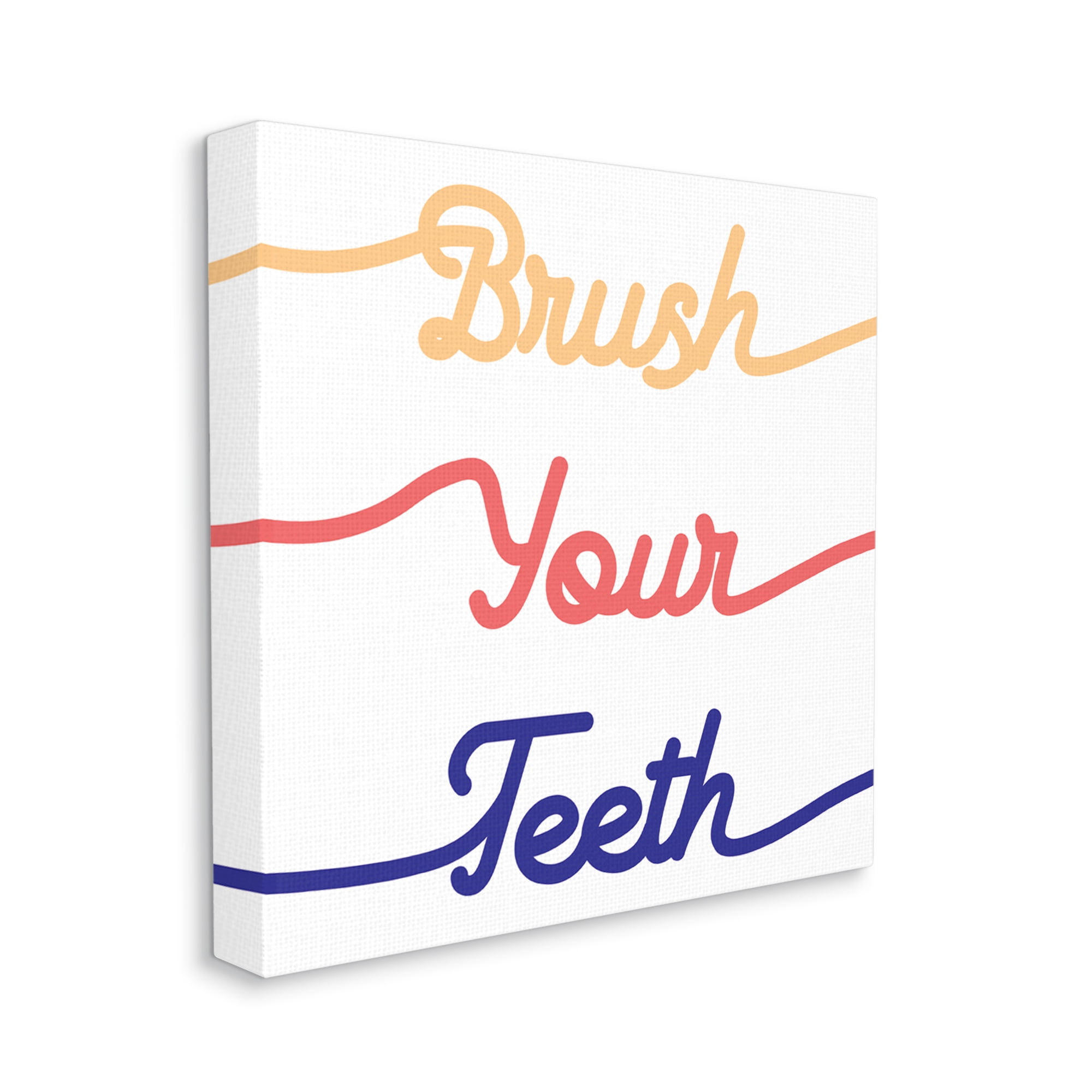 Stupell Industries Brush Your Teeth Children's Bathroom Dental Hygiene Typography Painting Gallery Wrapped Canvas Print Wall Art, 36 x 36