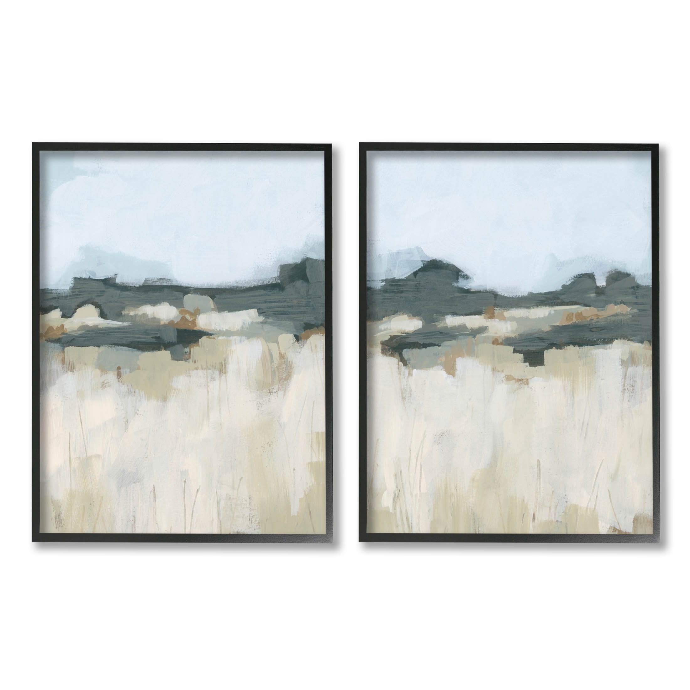 Stupell Industries Brushed Abstract Badlands Scenery Painting Black Framed Art Print Wall Art, Set of 2, Design by June Erica Vess