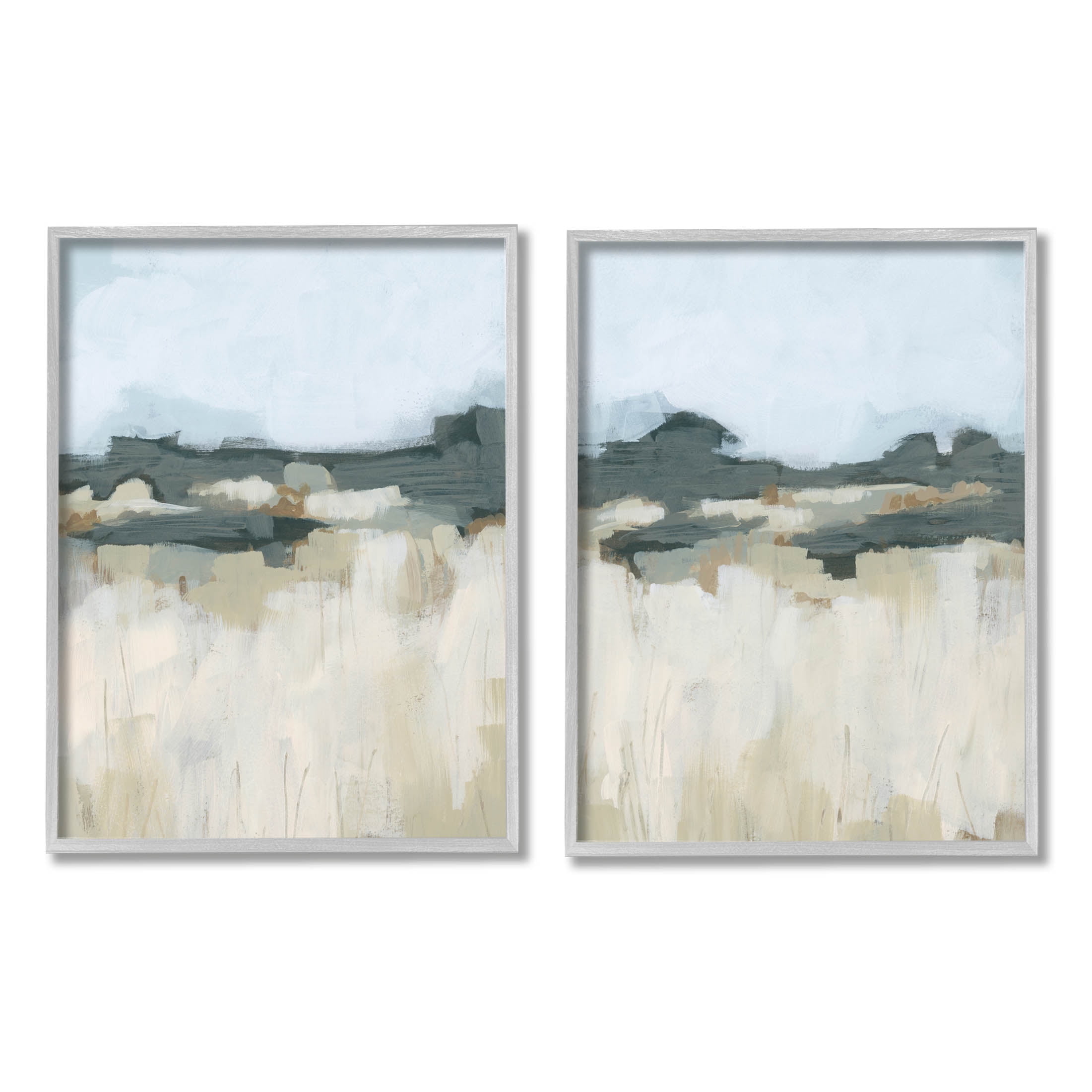 Stupell Industries Brushed Abstract Badlands Scenery Painting Gray Framed Art Print Wall Art, Set of 2, Design by June Erica Vess