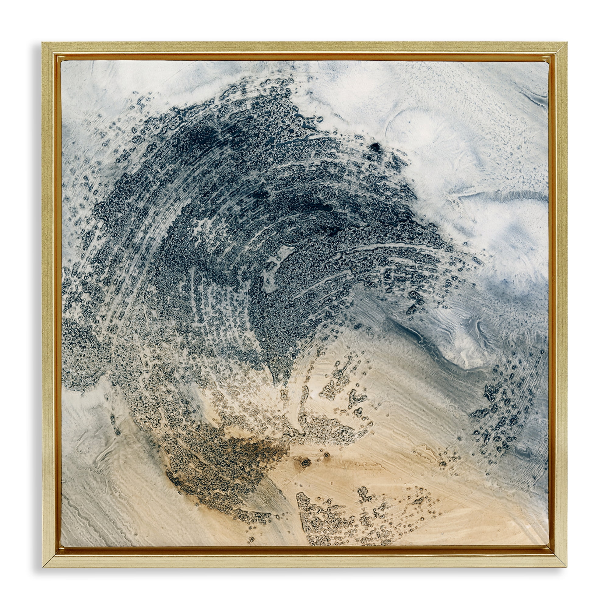 Stupell Industries Brushed Abstract Paint Abstract Painting Gold Floater Framed Canvas Art Print Wall Art, 18 x 18