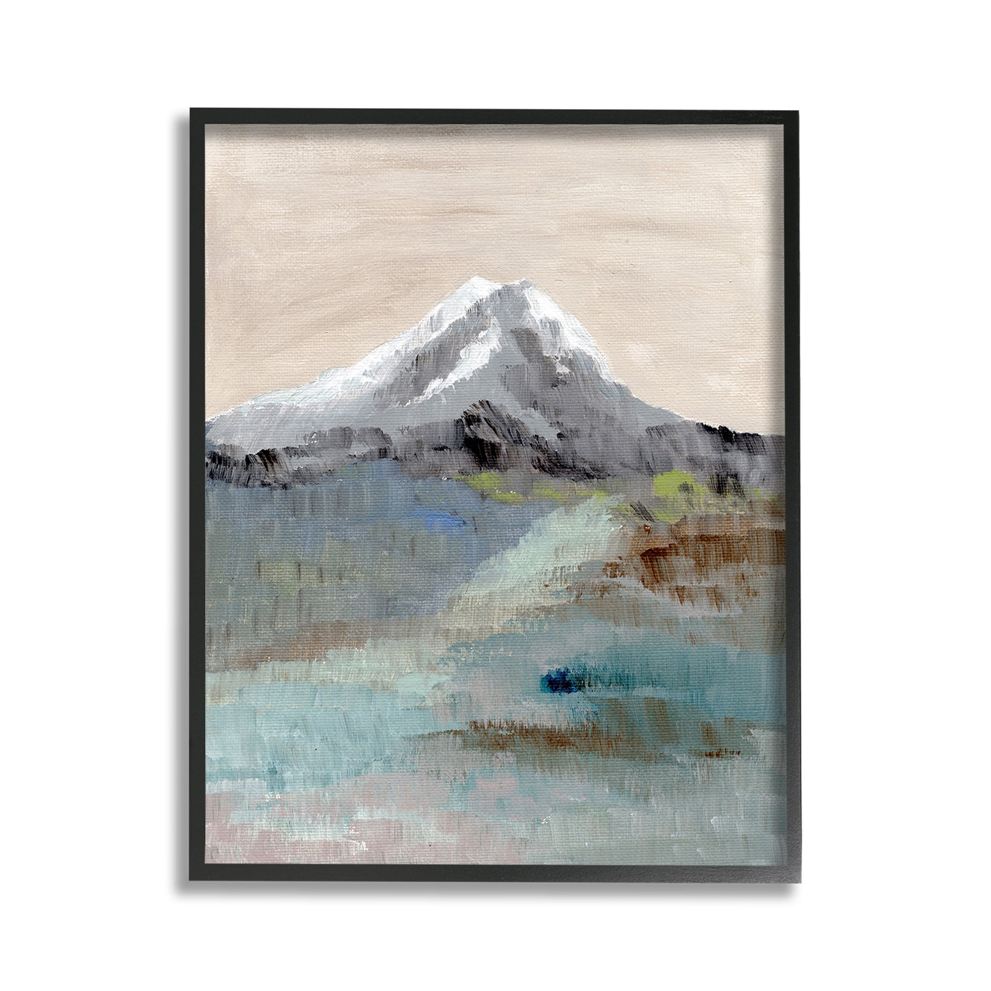 Stupell Industries Brushed Abstract Volcano Landscape Painting Black Framed Art Print Wall Art, 11 x 14