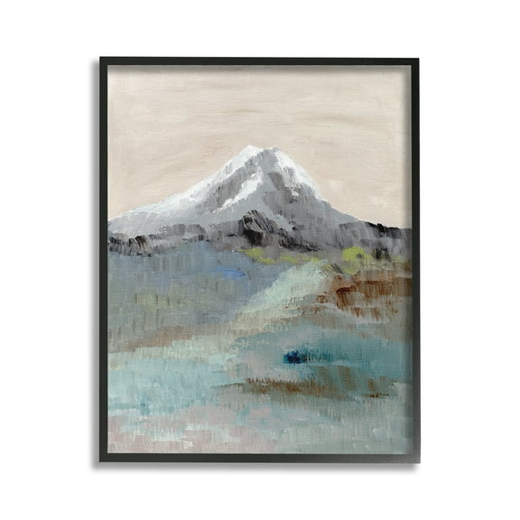 Stupell Industries Brushed Abstract Volcano Landscape Painting Black Framed Art Print Wall Art, 16 x 20