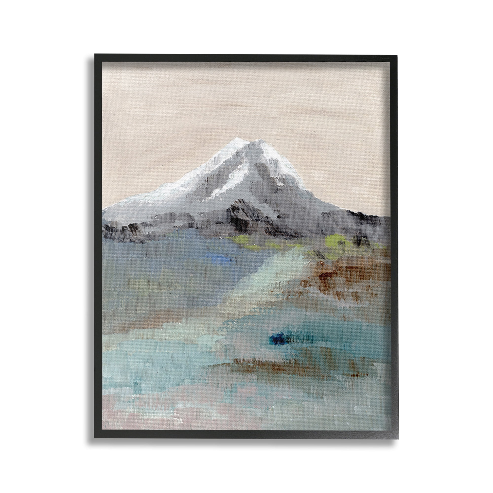 Stupell Industries Brushed Abstract Volcano Landscape Painting Black Framed Art Print Wall Art, 24 x 30