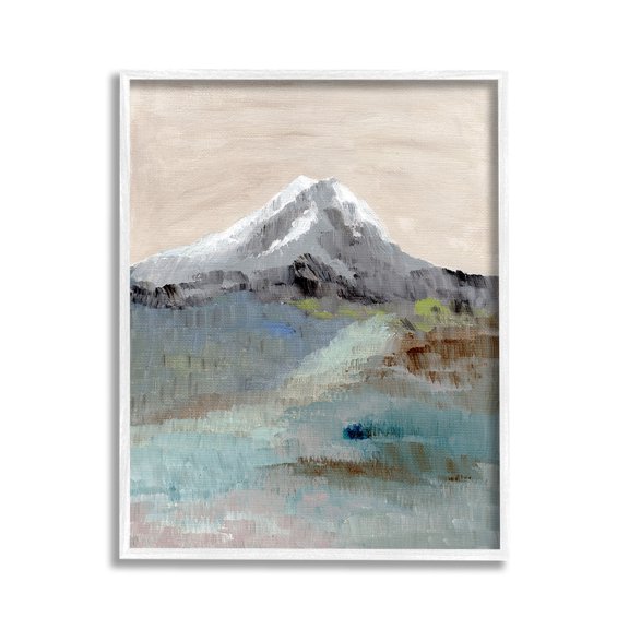 Stupell Industries Brushed Abstract Volcano Landscape Painting White Framed Art Print Wall Art, 11 x 14