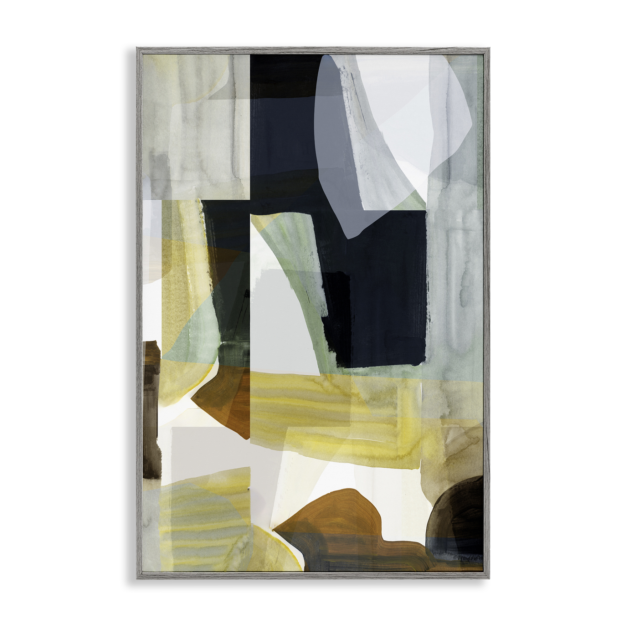 Stupell Industries Brushed Blocked Abstraction Abstract Painting Gray Framed Art Print Wall Art, 12 x 18