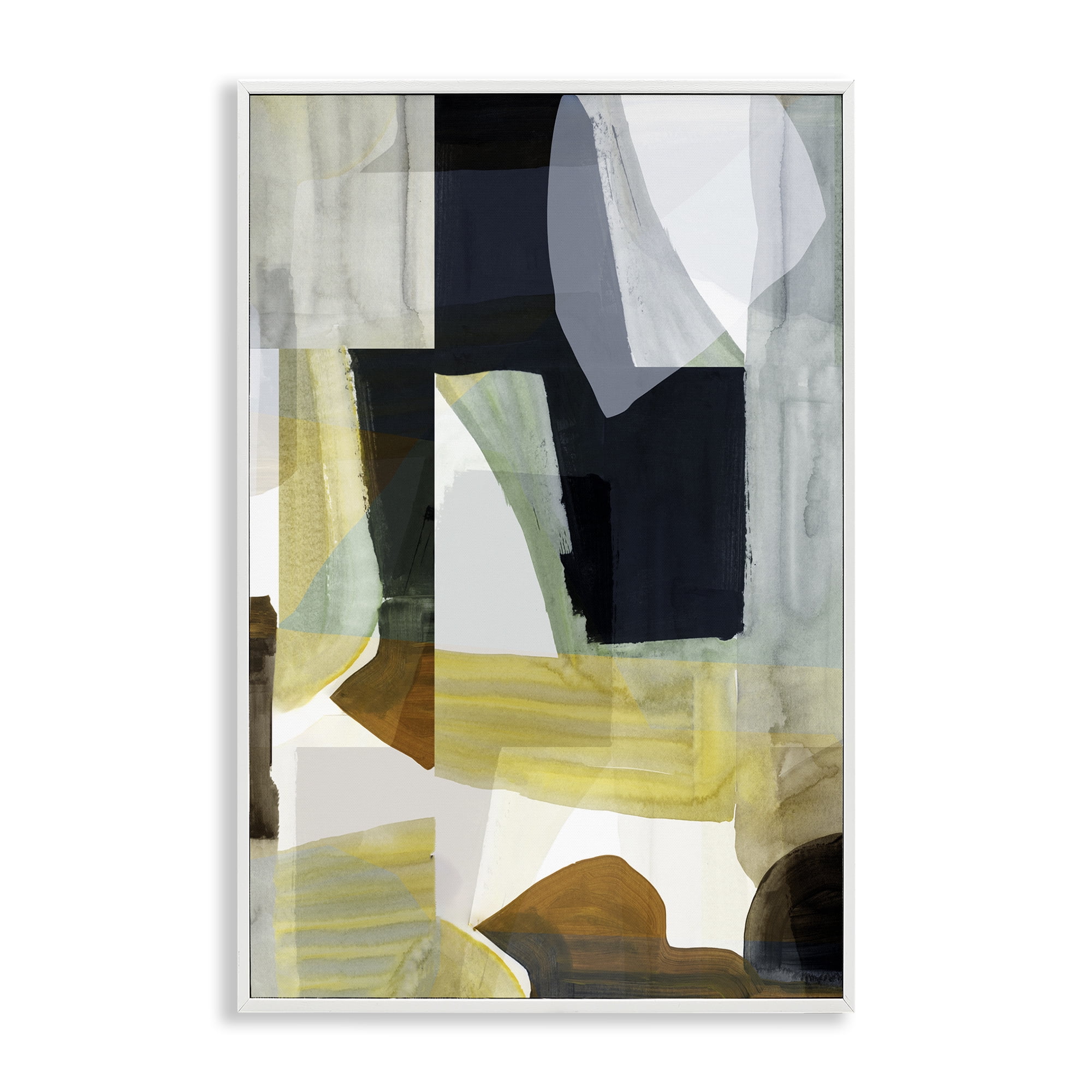 Stupell Industries Brushed Blocked Abstraction Abstract Painting White Framed Art Print Wall Art, 16 x 24