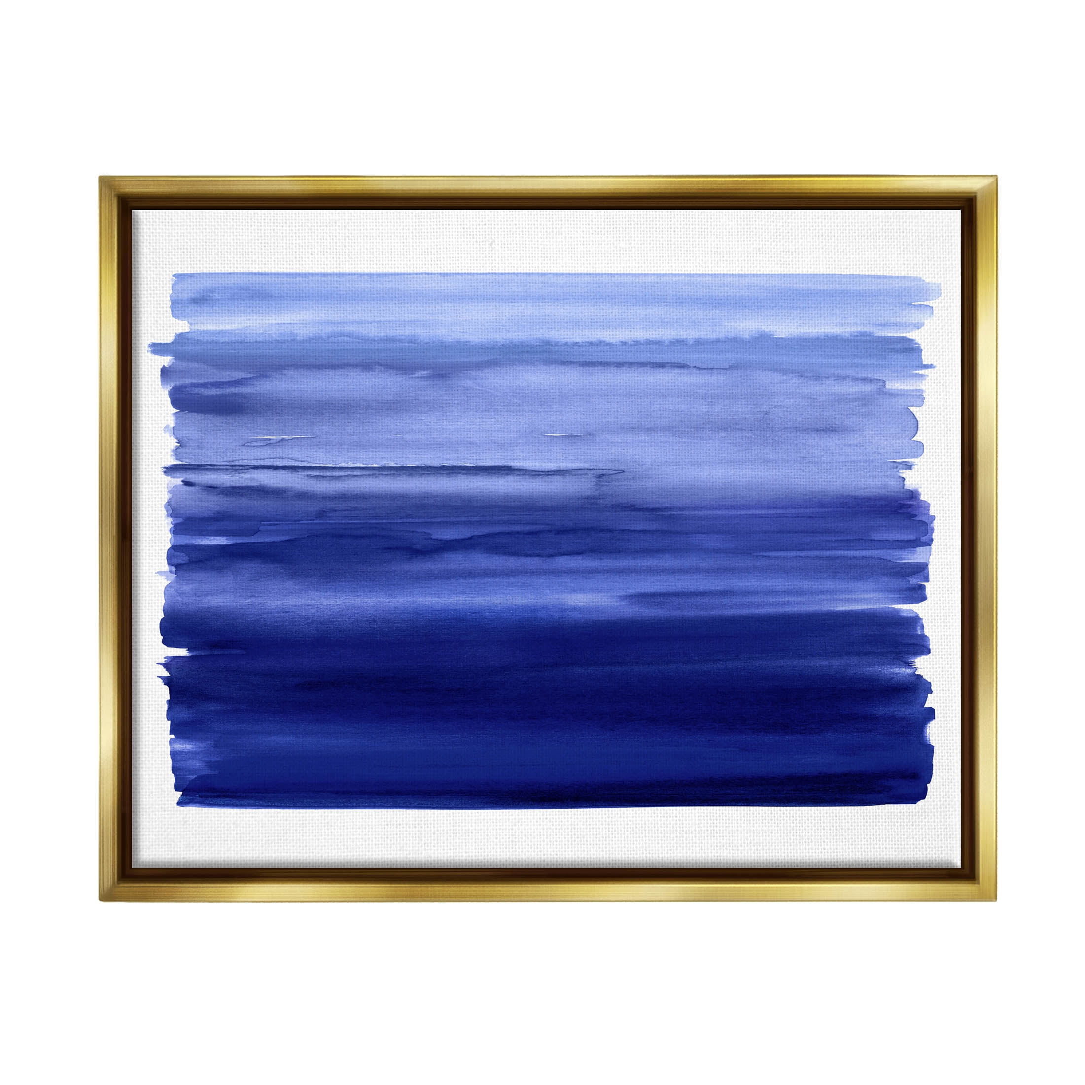 Stupell Industries Brushed Blue Gradient Form Graphic Art Metallic Gold Floating Framed Canvas Print Wall Art, Design by Allie Corbin