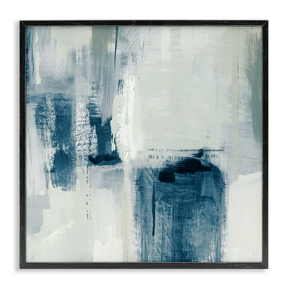 Stupell Industries Brushed Blue & Grey Tones Abstract Painting Black Framed Art Print Wall Art, 12 x 12