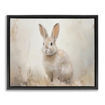 Stupell Industries Brushed Brown Bunny Animals Painting Black Floater Framed Canvas Art Print Wall Art, 21 x 17