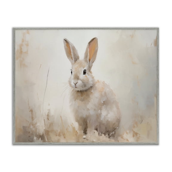 Stupell Industries Brushed Brown Bunny Animals Painting Gray Framed Art Print Wall Art, 20 x 16