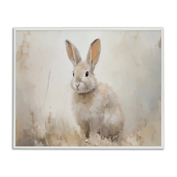 Stupell Industries Brushed Brown Bunny Animals Painting White Framed Art Print Wall Art, 20 x 16