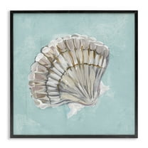 Stupell Industries Brushed Clam Shell Coastal Painting Black Framed Art Print Wall Art, 12 x 12