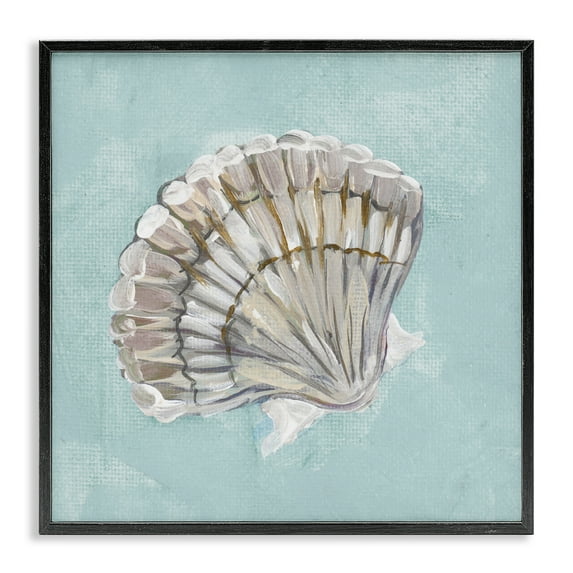 Stupell Industries Brushed Clam Shell Coastal Painting Black Framed Art Print Wall Art, 24 x 24